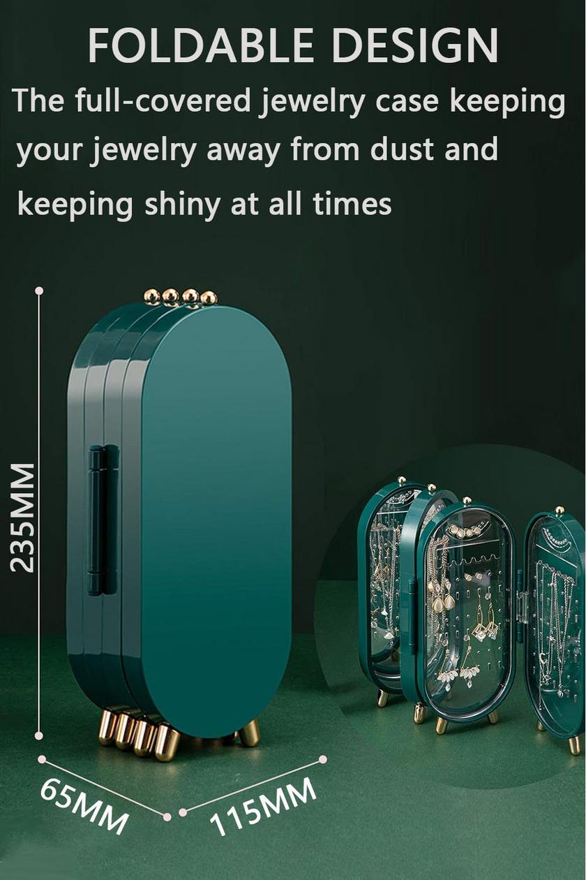 Glamzy Collection® Folding Jewelry Box, Jewellery Box Organiser With Mirror (random Color)