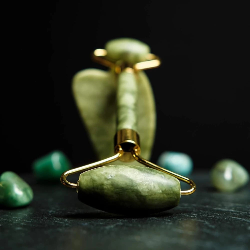 Glamzy Collection®Roller for Face Eyes Neck Body 100% Real Natural Stone Beauty Massage Anti Aging Treatment