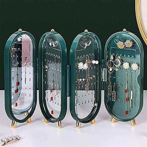 Glamzy Collection® Folding Jewelry Box, Jewellery Box Organiser With Mirror (random Color)