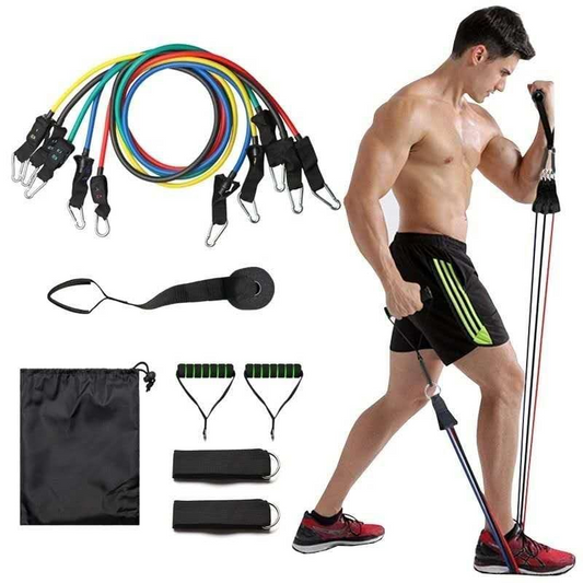 Glamzy Collection® 11 Pcs Power Exercise Resistance Band Set 5 In 1