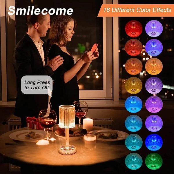 Diamond Table Lamp Crystal Touch Control Color Changing Light Romantic