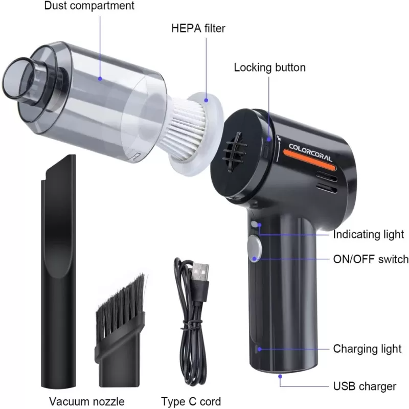 Glamzy Collection® multifunctional 3 in 1 Mini Handheld Car Vacuum Cleaner