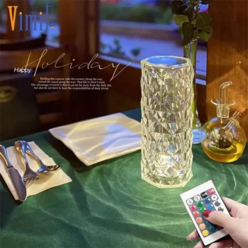 Glamzy Collection® Crystal Lamp Diamond Light Projector 16 Colors Touch & Remote Control