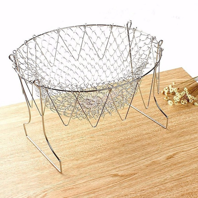 Glamzy Collection® Multipurpose Foldable Stainless Steel Fry Basket
